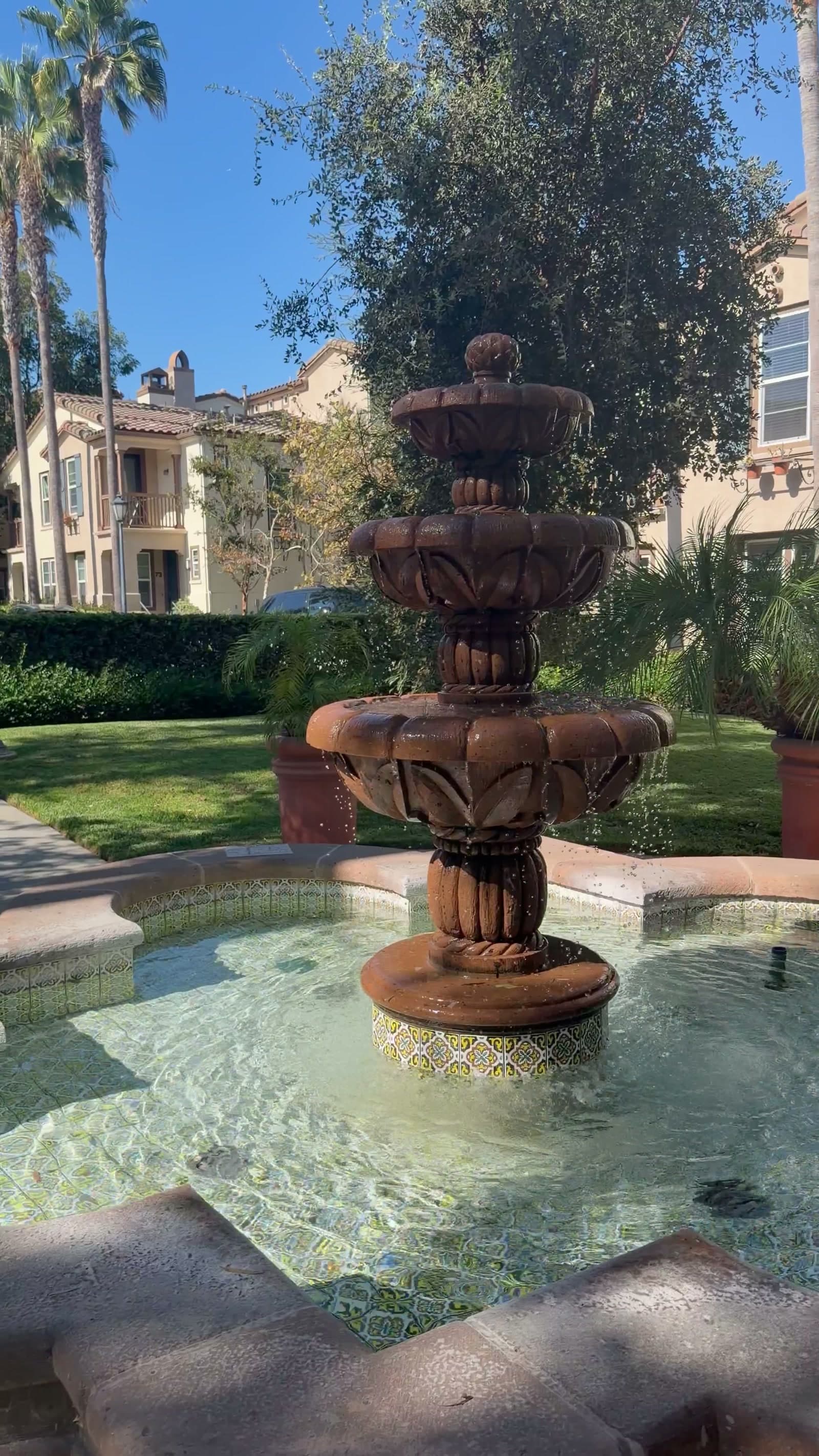 The courtyard fountain and surrounding greenery near 52 Marcilla